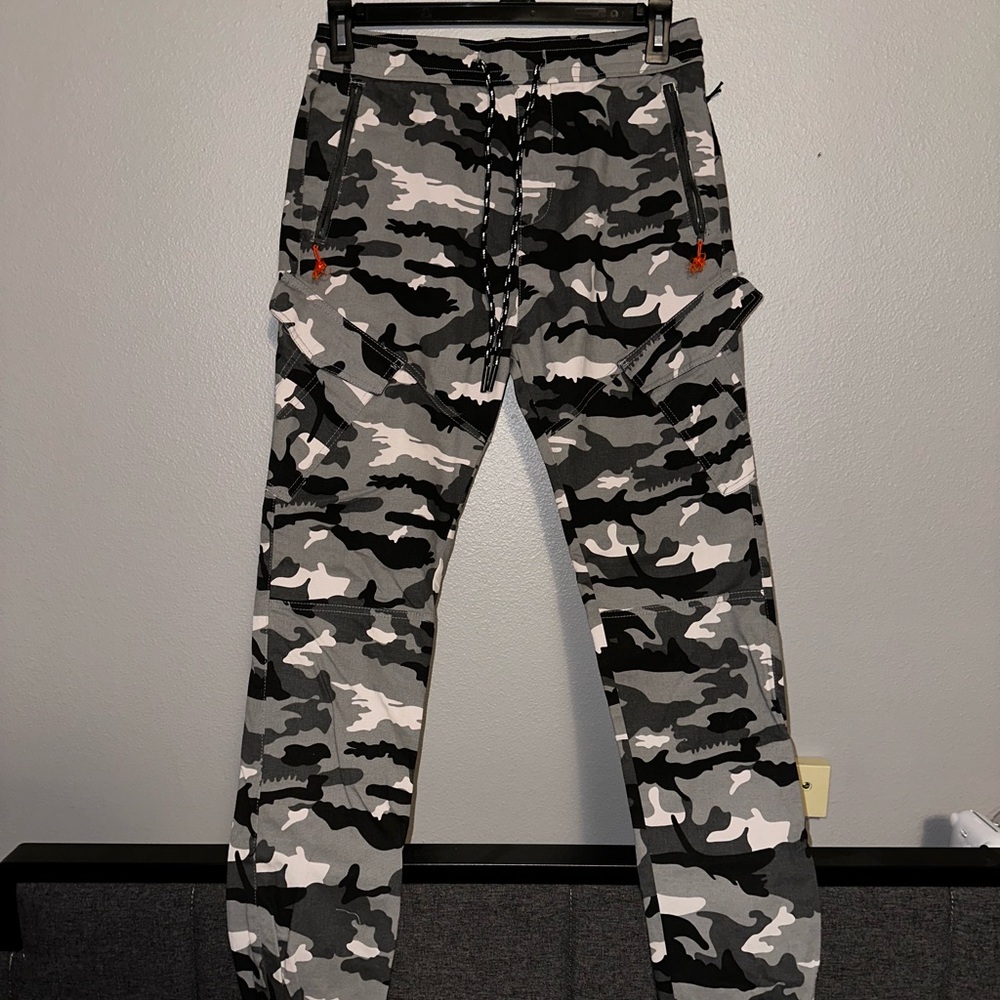 Black & Grey Camo Cargo Joggers